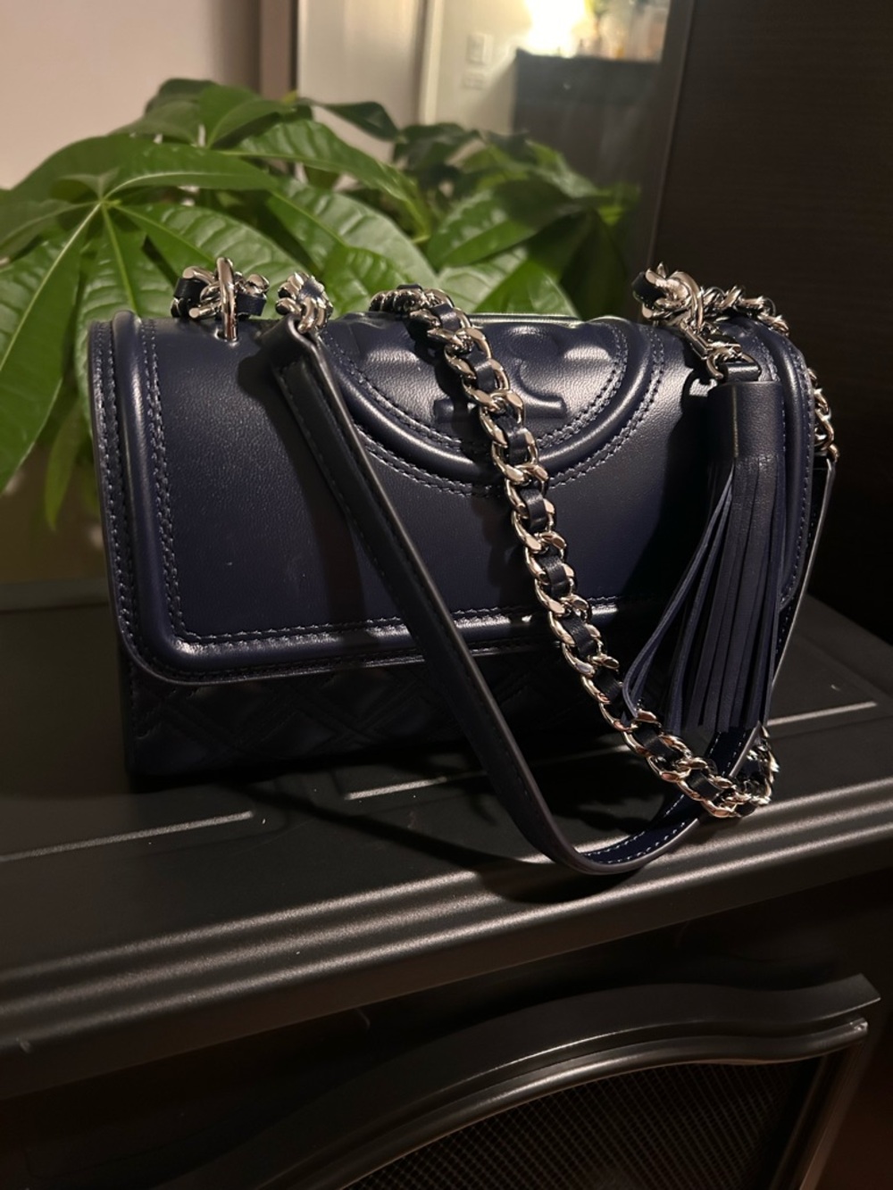 TORY BURCH ROYAL NAVY BLUE SMALL FLEMING CONVERTIBLE SHOULDER BAG $575 NWT